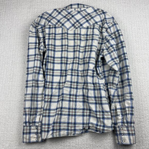Salt Valley Western Shirt Men’s L White / Blue Plaid Button Up Long Sleeve Snap* - Picture 15 of 16